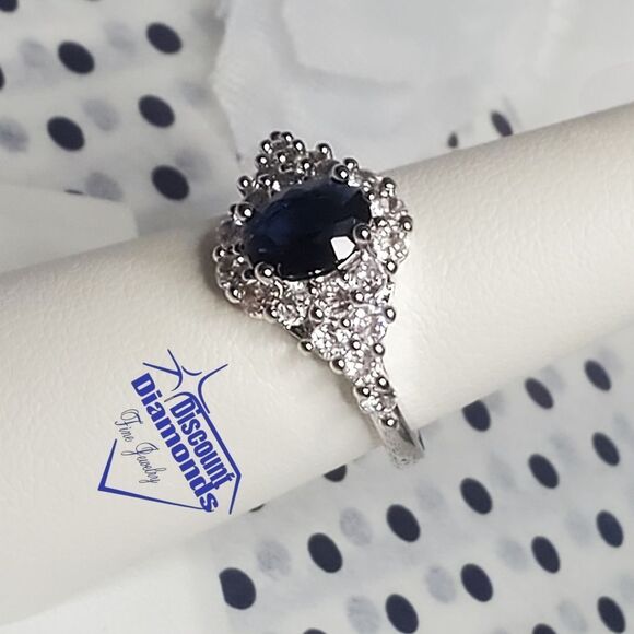 3.0 Ct Sky Blue Sapphire & White Baguette Diamond Cocktail Ring on 925 Silver - Picture 7 of 12